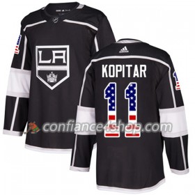 Adidas Maillot de Hockey Los Angeles Kings Anze Kopitar 11 2017-2018 Noir USA Flag Fashion Authentic - Homme